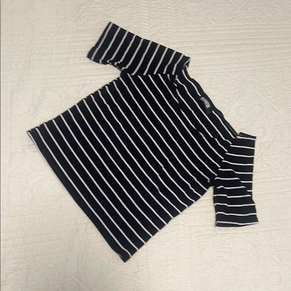 Reformation Black and White Striped Knit Top